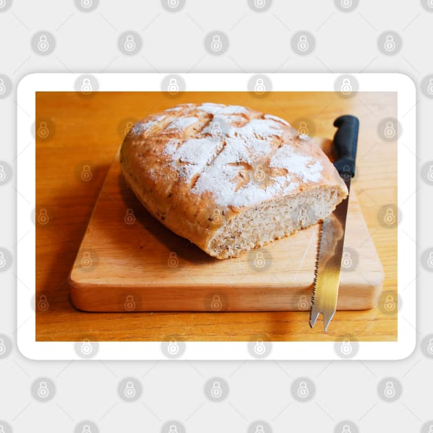 Sourdough on Chopping Board with Knife Sticker by jojobob